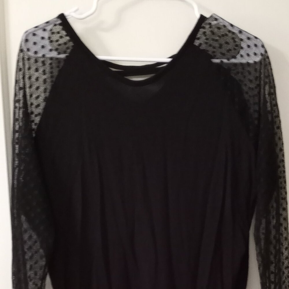 CCK Style 100% cotton black  top with sheer sleeves size XL